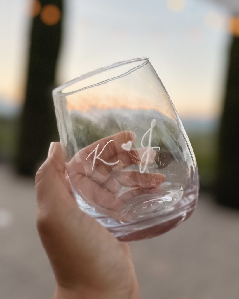 Engraving at wedding cocktail hour sonoma napa weddings